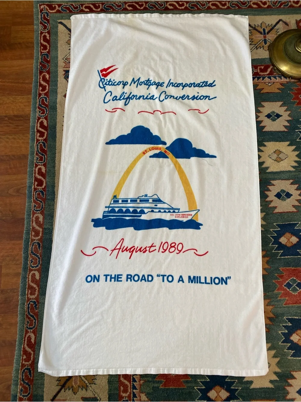 Vintage 80s Oversized Beach Towel Cruise Ship Citicorp Advertising St. Louis MO